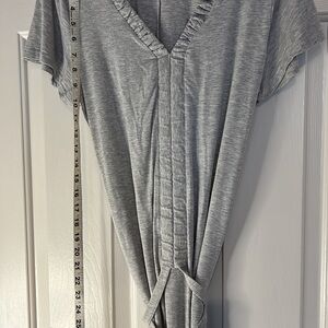 Summer & Sage Women's V-back Cinch Tie Back Gray Jersey Knit Midi Dress Size M